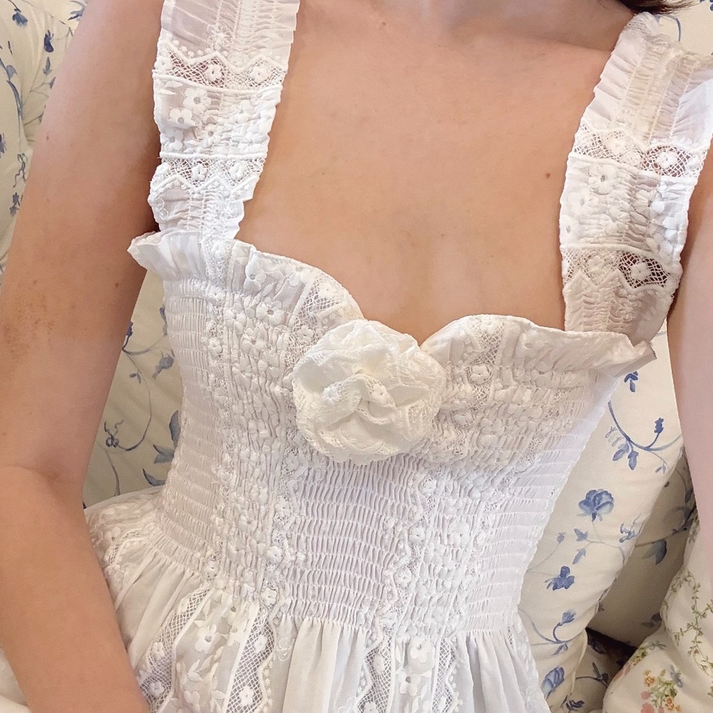 Hill House Home The Rosetta Nap Dress - White Voile Broderie Size MWhite Voile B